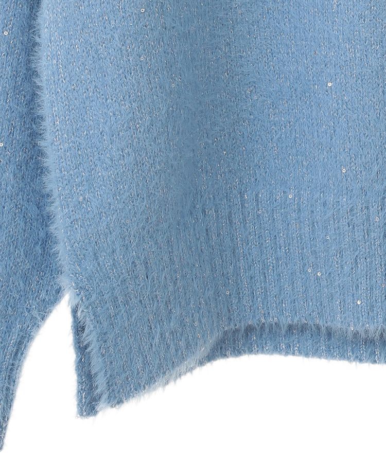 earth music&ecology「スパンコールシャギーVネックプルオーバー」|ニット・セーター|