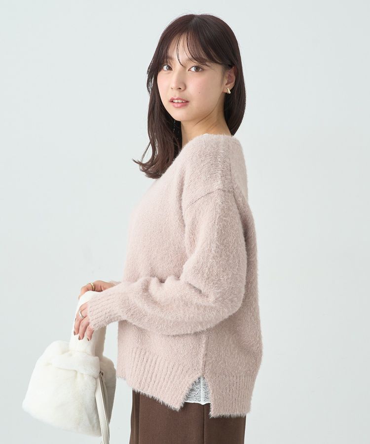 earth music&ecology「スパンコールシャギーVネックプルオーバー」|ニット・セーター|