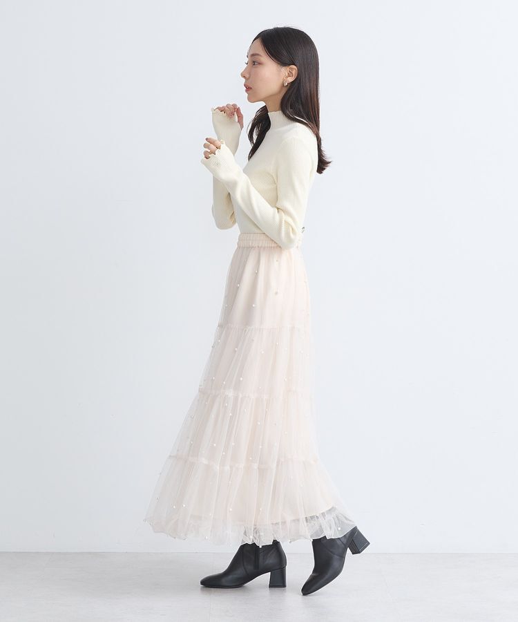 earth music&ecology「チュールパールスカート」|フレア|