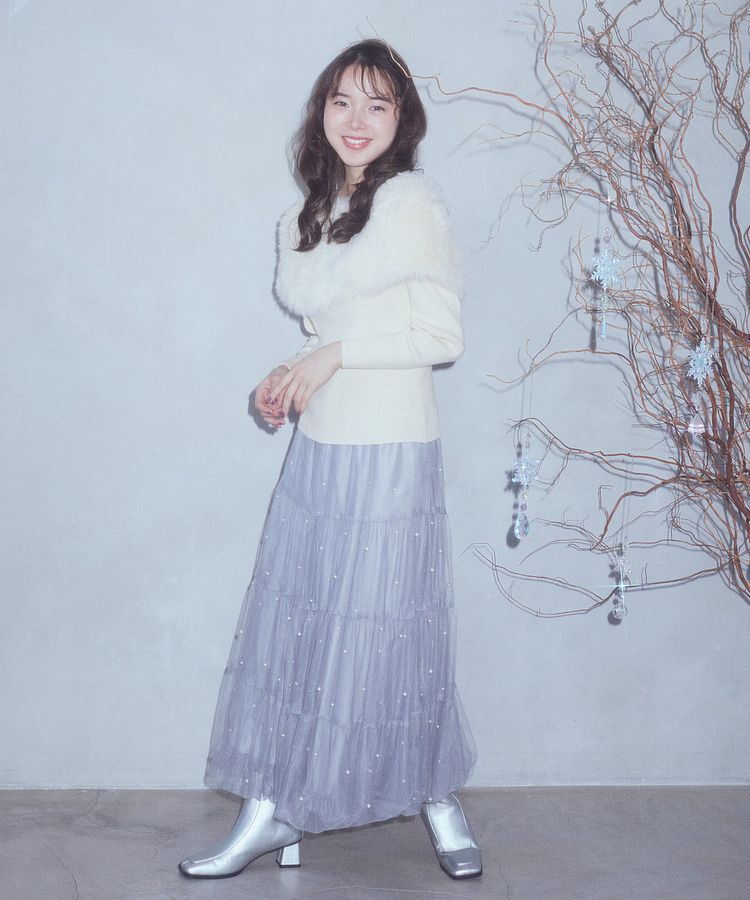 earth music&ecology「チュールパールスカート」|フレア|