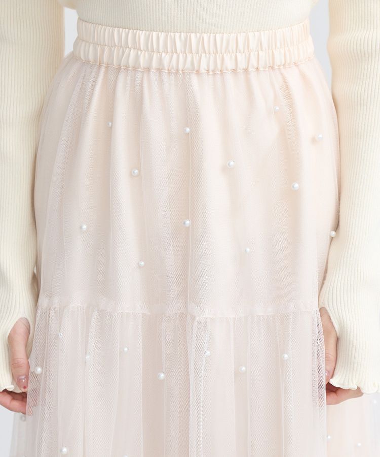 earth music&ecology「チュールパールスカート」|フレア|