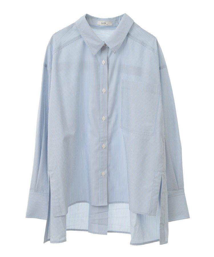 earth music&ecology「サイドスリットストライプオーバーシャツ」|シャツ・ブラウス|