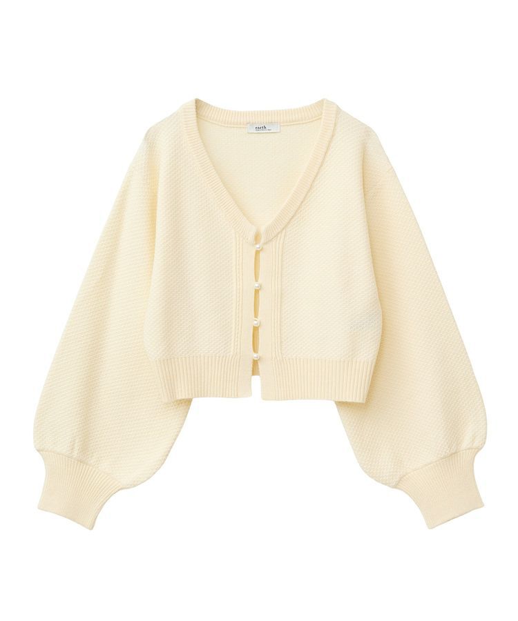earth music&ecology「パールボタンショートニットカーディガン」|カーディガン|