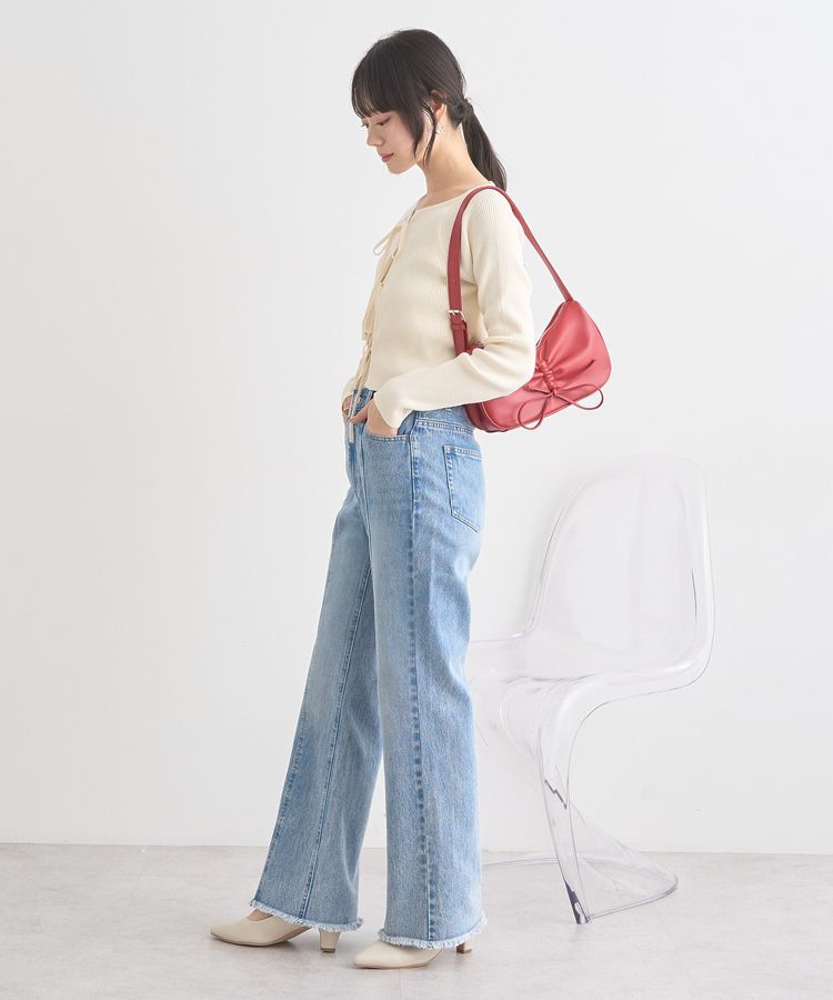 earth music&ecology「フロントリボンリブニットカーディガン」|カーディガン|