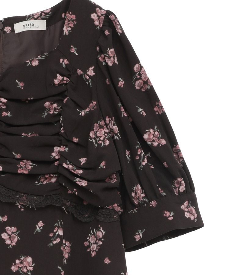 earth music&ecology「レース切替フラワーロングワンピース」|ワンピース|