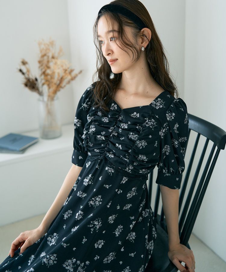 earth music&ecology「レース切替フラワーロングワンピース」|ワンピース|