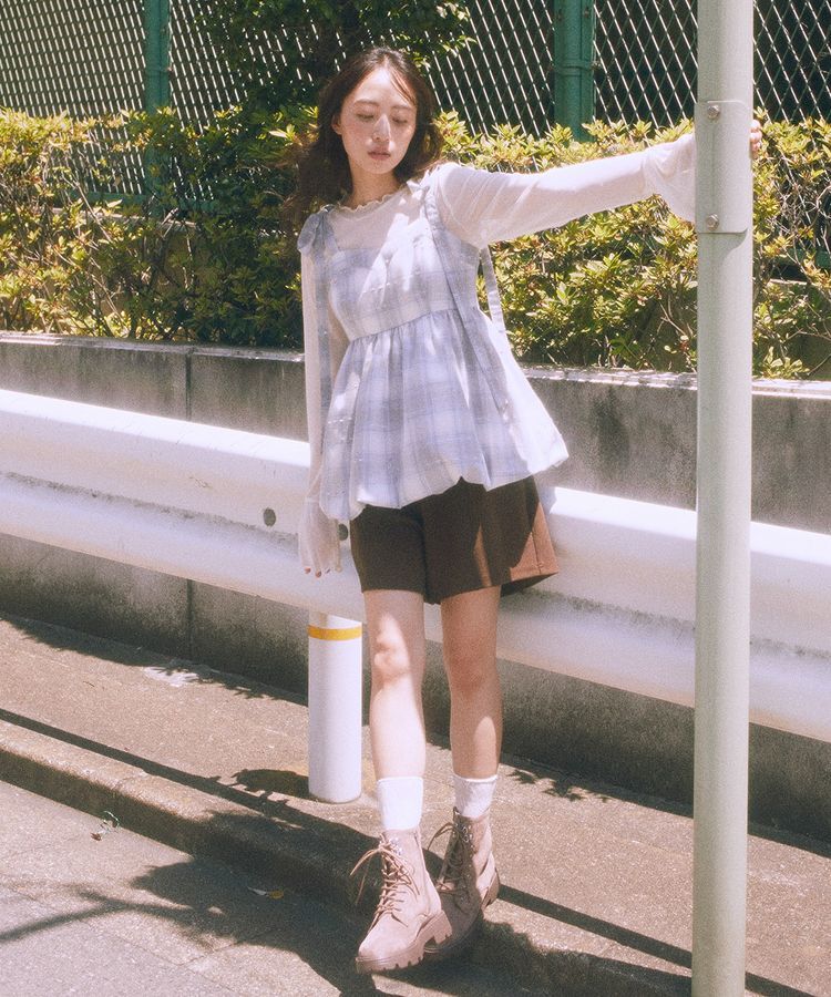 earth music&ecology「チェックパターンバルーンキャミビスチェ」|ベスト・ジレ|