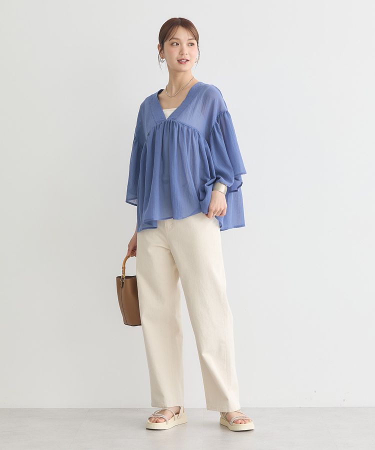 earth music&ecology「Vネックギャザーブラウス」|シャツ・ブラウス|