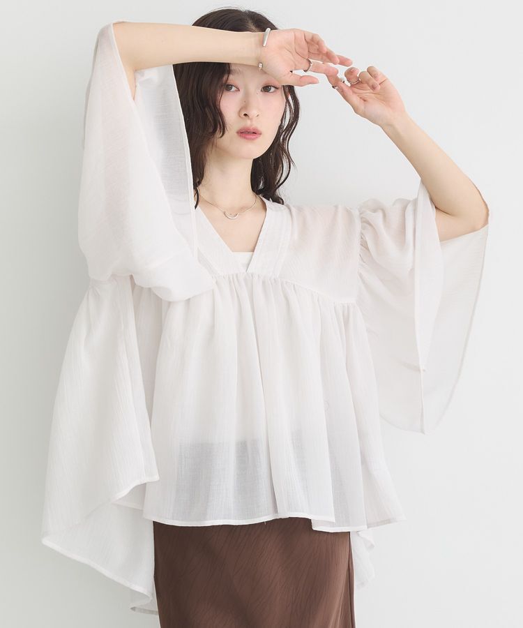 earth music&ecology「Vネックギャザーブラウス」|シャツ・ブラウス|