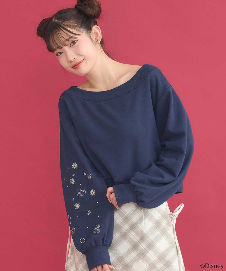 earth music&ecology「Disney/キラキラモチーフ刺繍オフショルスウェット」|スウェット・ジャージ|