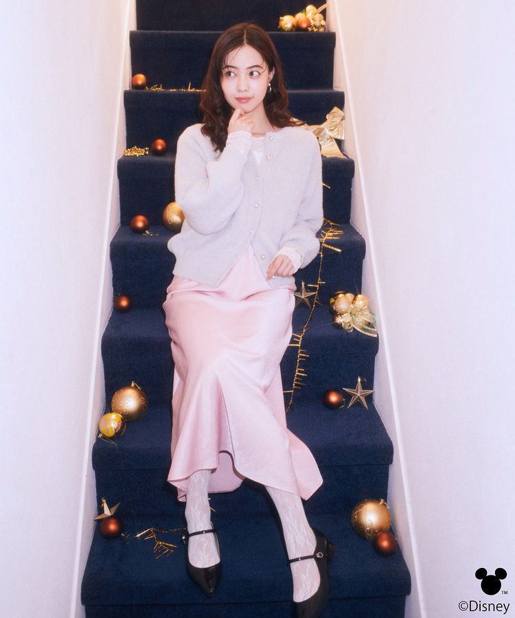 earth music&ecology「Disney/ポイントミッキーラメシャギーカーデ」|カーディガン|