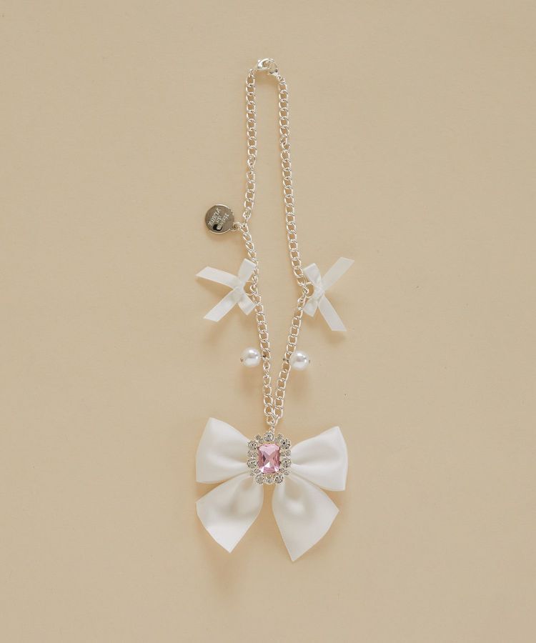 Maison de FLEUR「ビジューリボンパールバッグチャーム」|その他|ライトピンク