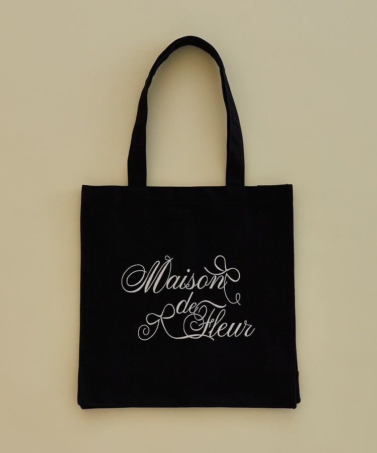 Maison de FLEUR「ブランドロゴ刺繍スクエアトートバッグ」|トートバッグ|ブラック