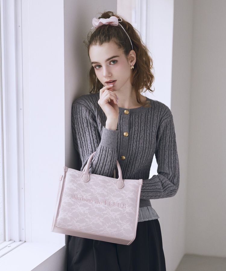 Maison de FLEUR「レース2Wayトートバッグ」|ハンドバッグ|ピンク