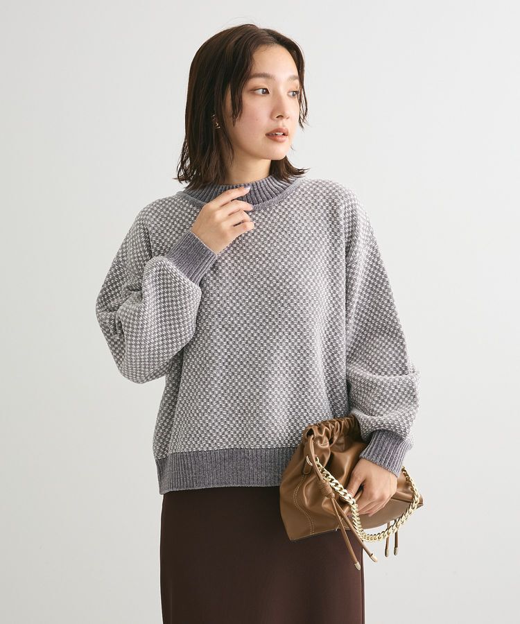 Green Parks「ベロアモールモックネックニットプルオーバー」|ニット・セーター|Gray