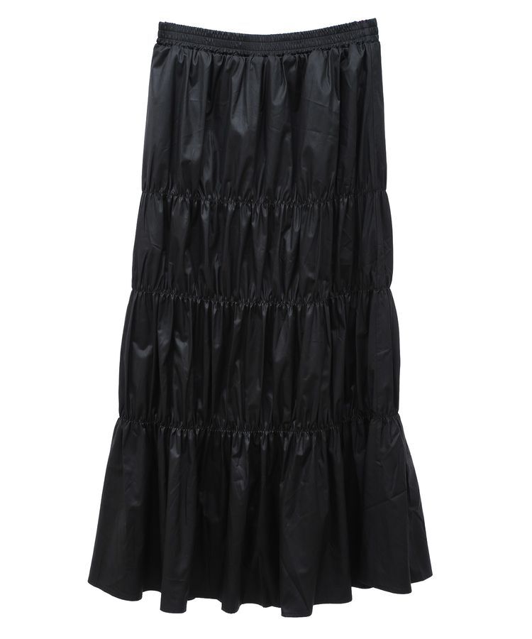 Green Parks「チンツ加工シャーリングスカート」|フレア|