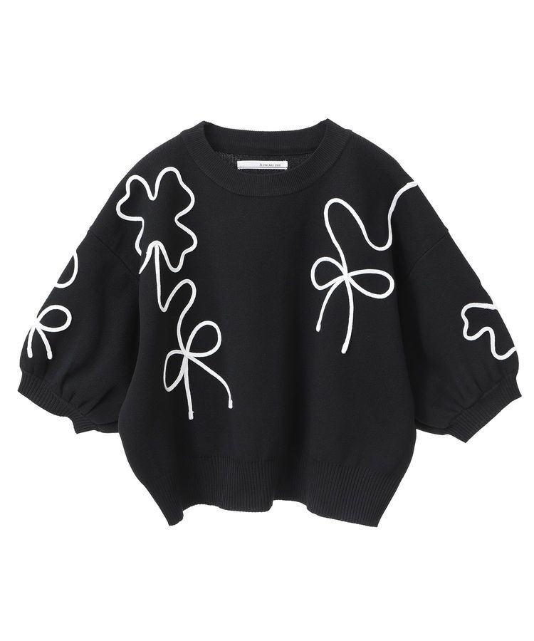 Green Parks「・ELENCARE DUE ライン刺繍5分袖ニット」|ニット・セーター|