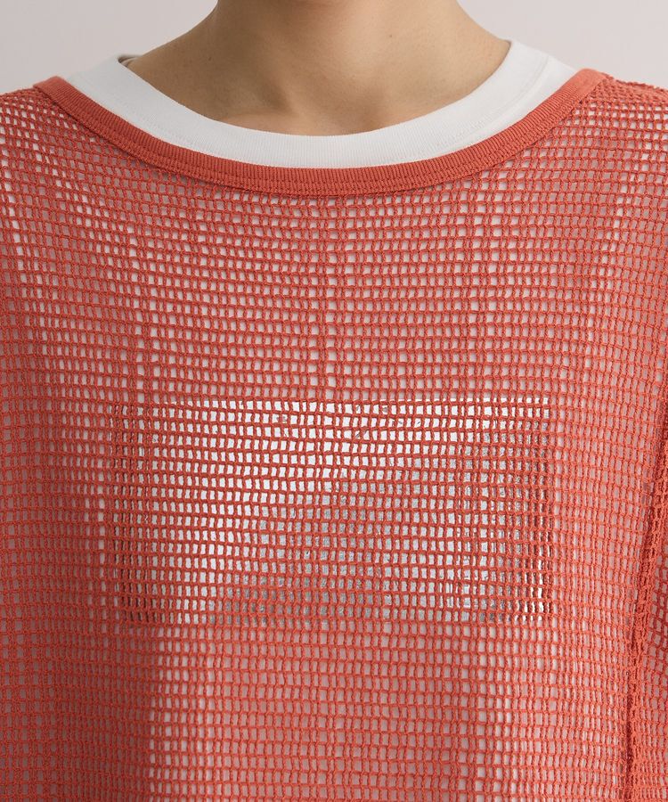 armonia「七分袖コットンメッシュラグラントップス」|Tシャツ・カットソー|