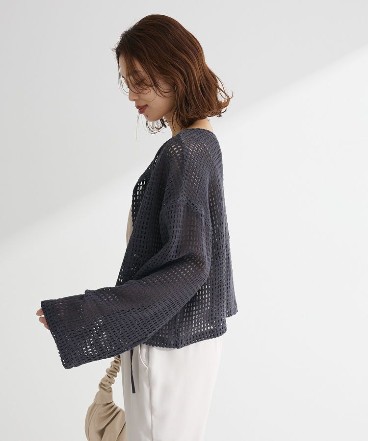 Green Parks「インド綿 前後2way メッシュショート丈カーディガン」|カーディガン|