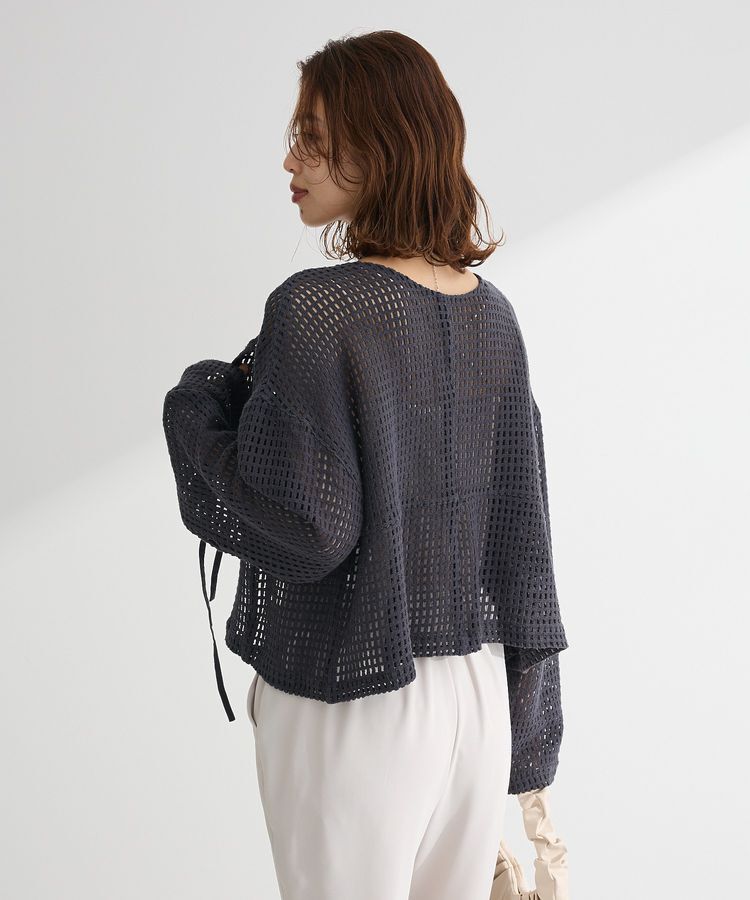 Green Parks「インド綿 前後2way メッシュショート丈カーディガン」|カーディガン|