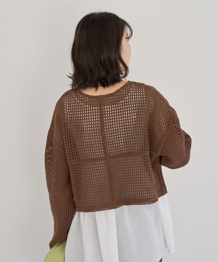 Green Parks「インド綿 前後2way メッシュショート丈カーディガン」|カーディガン|