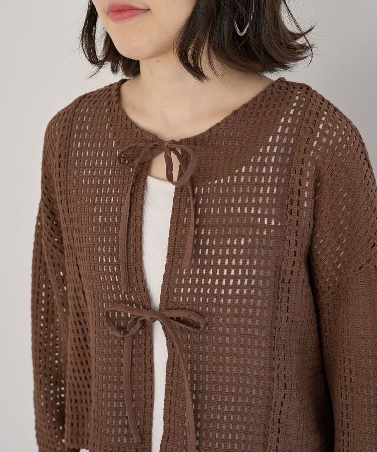 Green Parks「インド綿 前後2way メッシュショート丈カーディガン」|カーディガン|