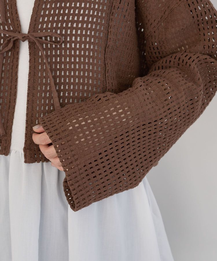 Green Parks「インド綿 前後2way メッシュショート丈カーディガン」|カーディガン|