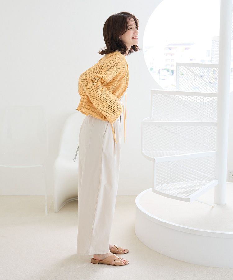 Green Parks「インド綿 前後2way メッシュショート丈カーディガン」|カーディガン|