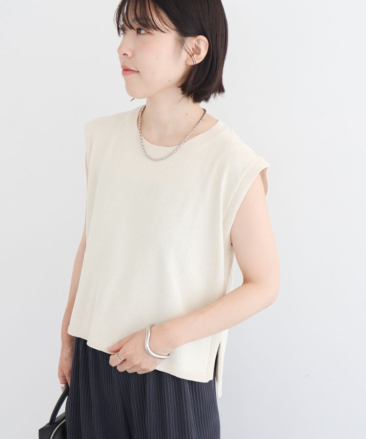 Green Parks「・Petit Fleur ノースリリネンライクニット」|ニット・セーター|