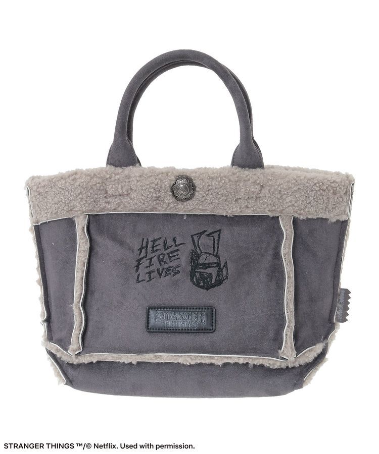 Green Parks「■STRANGER THINGS&times;MINNETONKA フェイクスウェードボアバッグ」|トートバッグ|Charcoal Gray