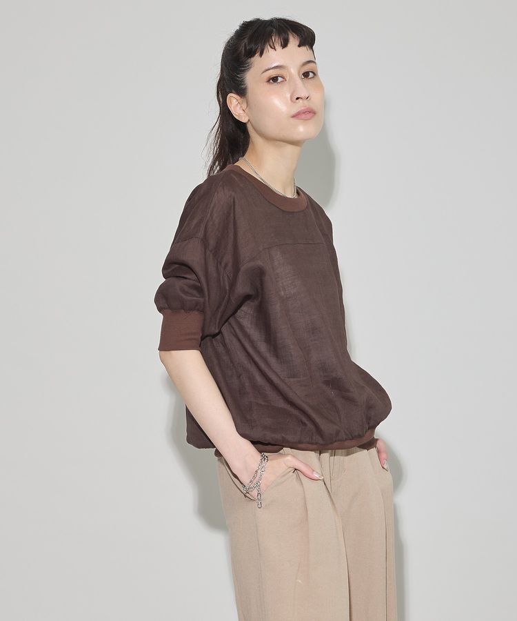 GARAGE OF GOOD CLOTHING「リブ切り替えリネンプルオーバー」|シャツ・ブラウス|