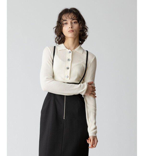 allureville「ランダムストライプニットポロ」|ニット・セーター|