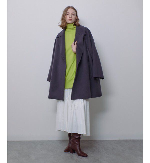 allureville「リバービッグカラーミドル丈コート」|その他|チャコールグレー