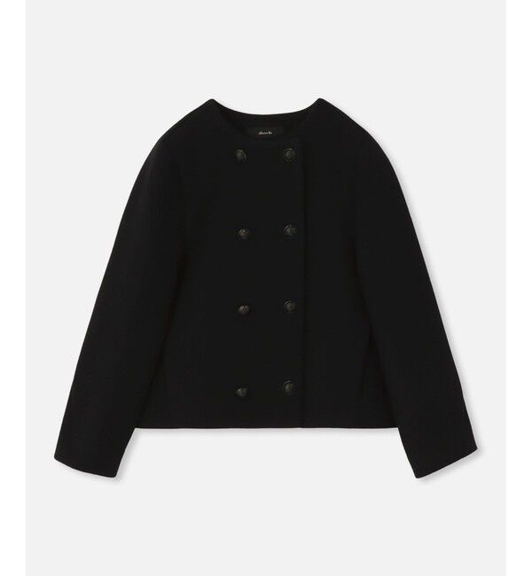 allureville「ショートビーバーノーカラージャケット」|ノーカラージャケット|ブラック