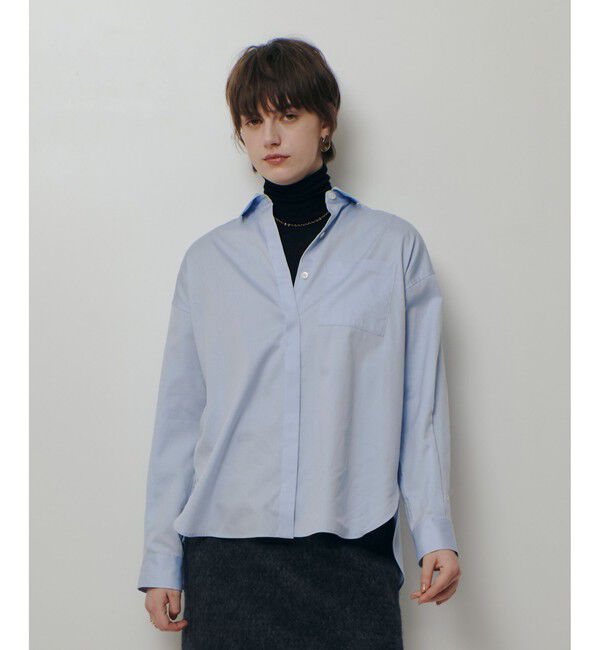 allureville「コットンオックスラウンドヘムシャツ」|シャツ・ブラウス|サックス