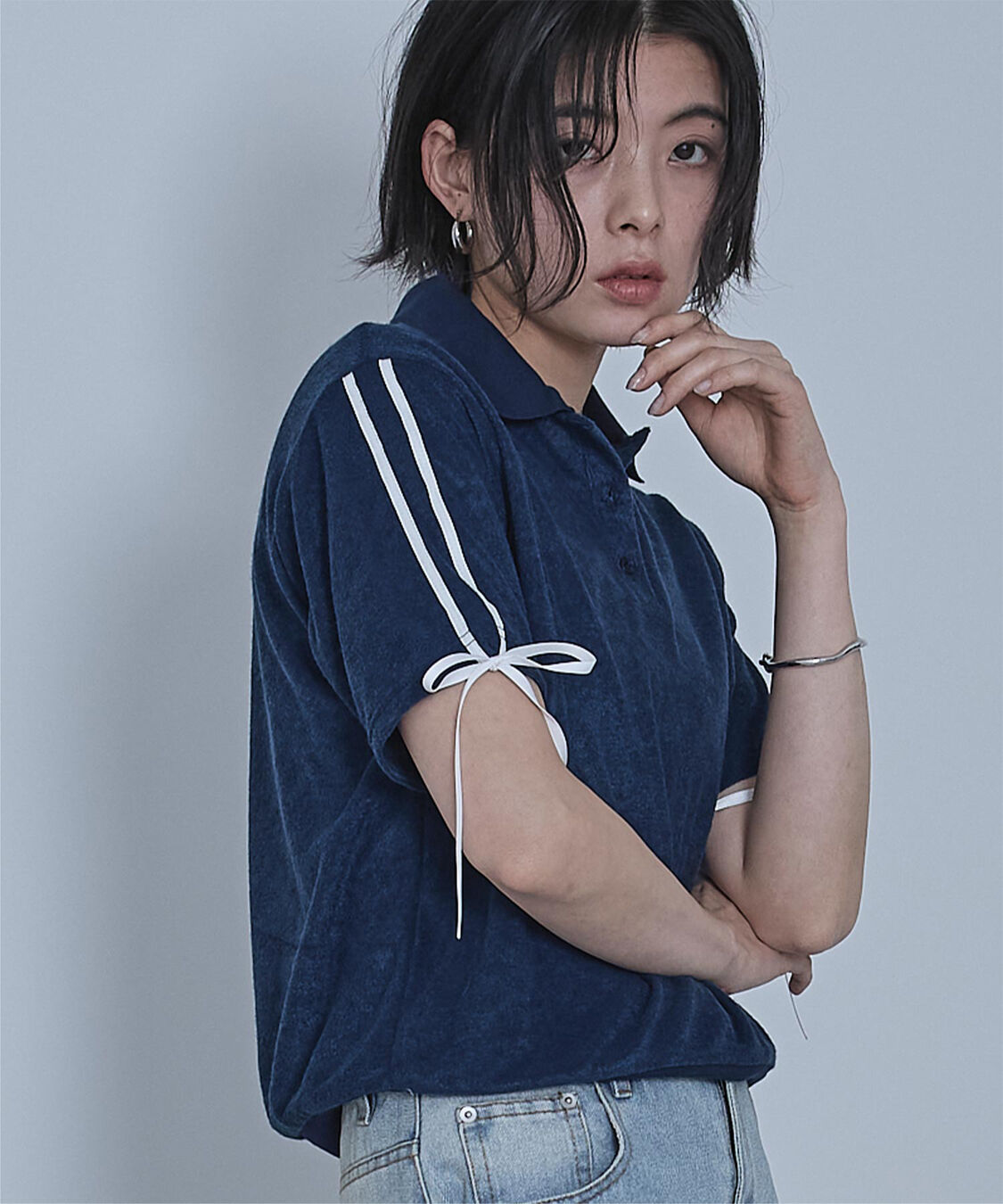 miette「配色リボンパイルトップス」|Tシャツ・カットソー|