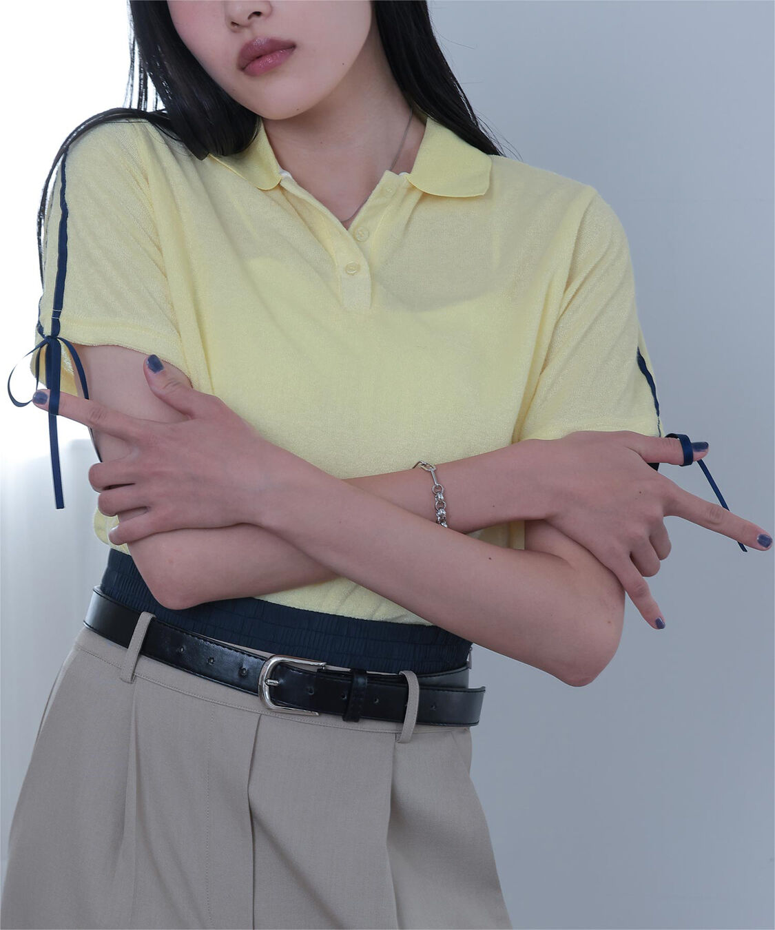 miette「配色リボンパイルトップス」|Tシャツ・カットソー|