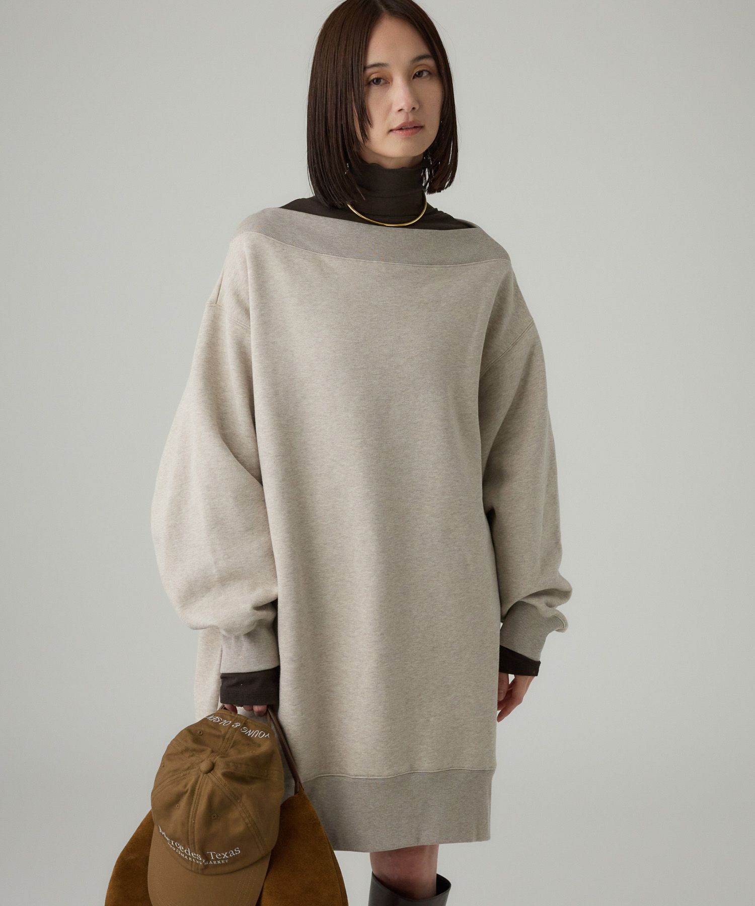 BABYLONE「オフショルスウェットミニワンピ」|ワンピース|