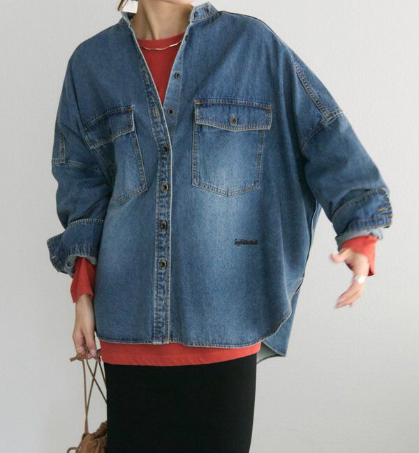  「【ベストセラー/名品】ヴィンテージライクデニムバンドカラーシャツ」|シャツ・ブラウス|
