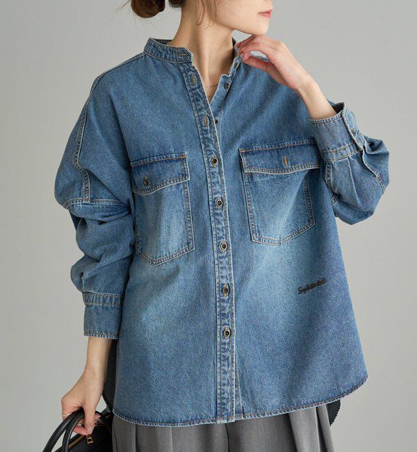  「【ベストセラー/名品】ヴィンテージライクデニムバンドカラーシャツ」|シャツ・ブラウス|