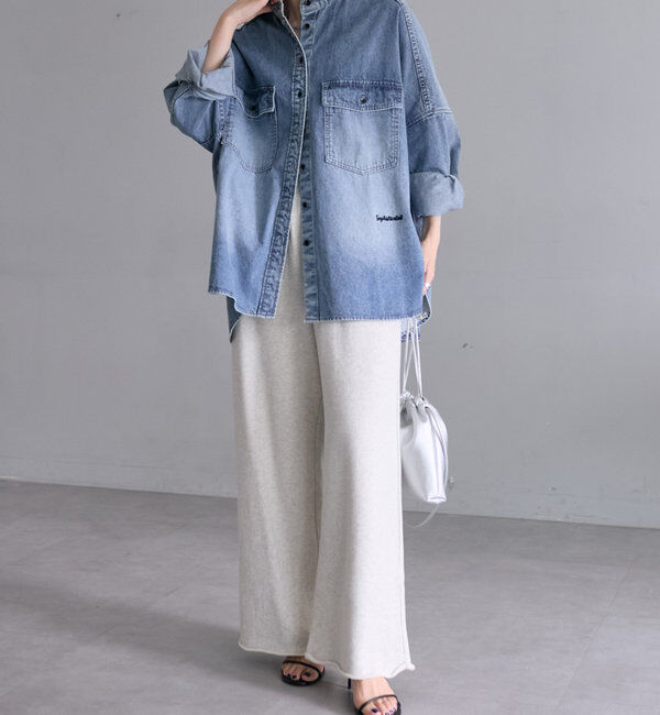  「【ベストセラー/名品】ヴィンテージライクデニムバンドカラーシャツ」|シャツ・ブラウス|