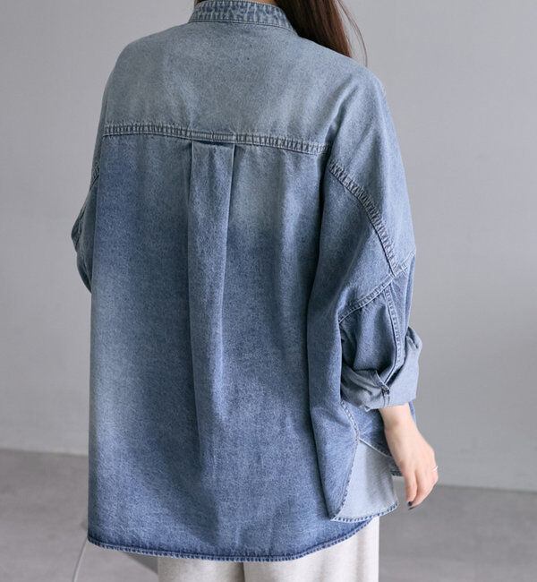  「【ベストセラー/名品】ヴィンテージライクデニムバンドカラーシャツ」|シャツ・ブラウス|