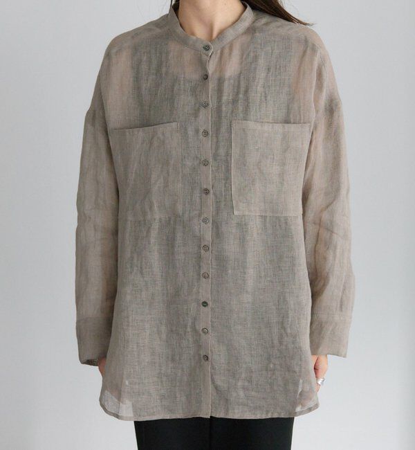  「シアーガーゼバンドカラーブラウス」|シャツ・ブラウス|