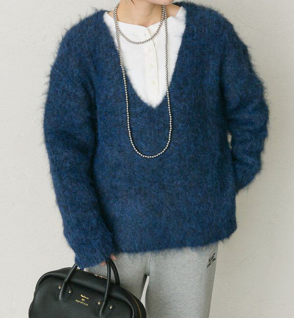  「起毛Vネックニットプルオーバー」|キャミソール|