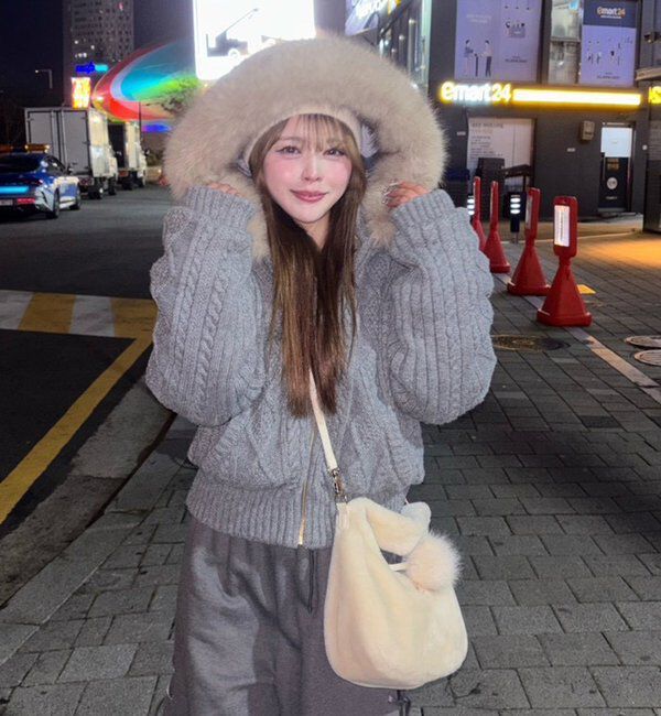  「ケーブルニット中綿ブルゾン」|ダウンベスト・ベスト|