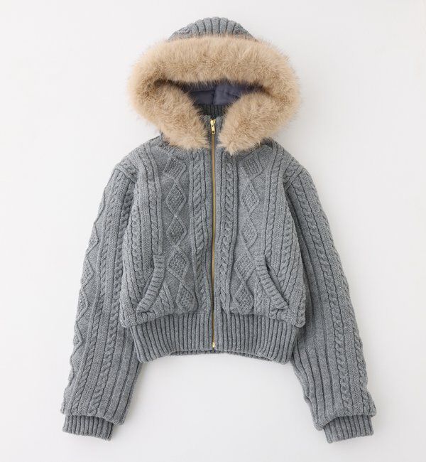  「ケーブルニット中綿ブルゾン」|ダウンベスト・ベスト|