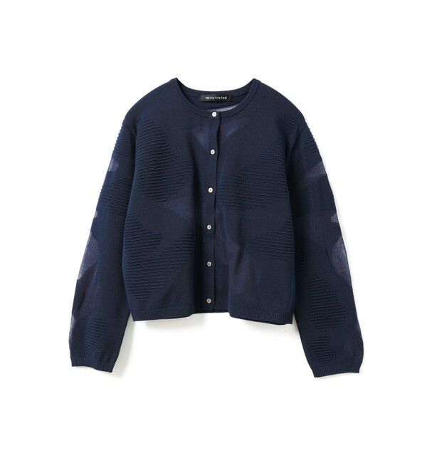 mizuiro ind「mizuiro ind シアーパターンカーディガン」|カーディガン|ネイビー