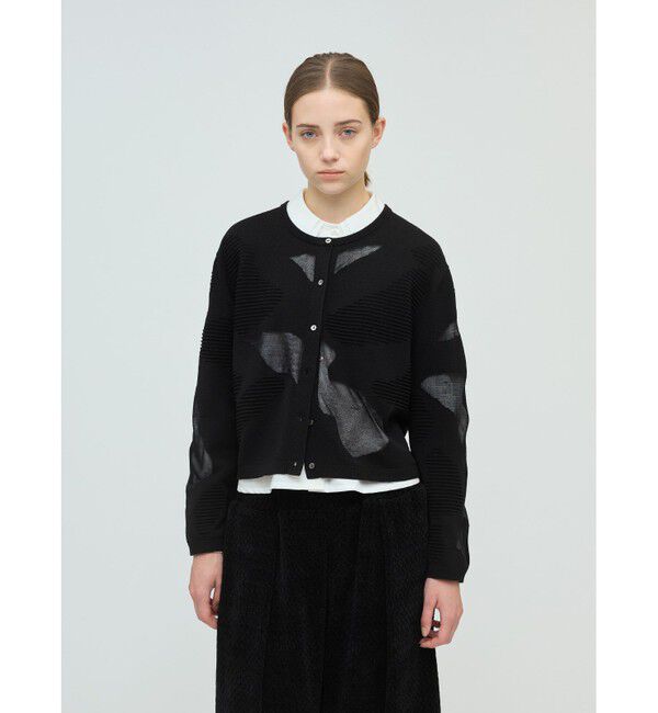 mizuiro ind「mizuiro ind シアーパターンカーディガン」|カーディガン|ブラック