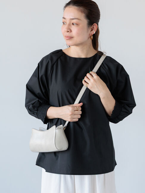 Lugnoncure「無地/柄アソート袖口シャーリングブラウス」|シャツ・ブラウス|ブラック