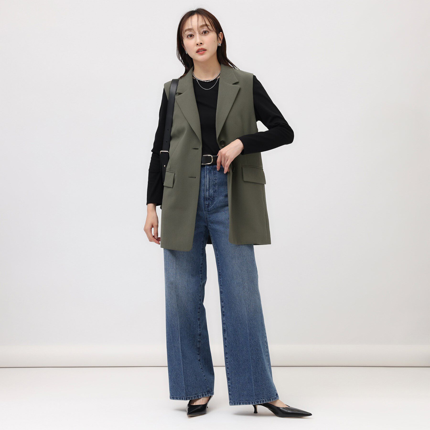 UNTITLED「【凹凸素材/セットアップ可】クレープダブル テーラードベスト」|ベスト・ジレ|